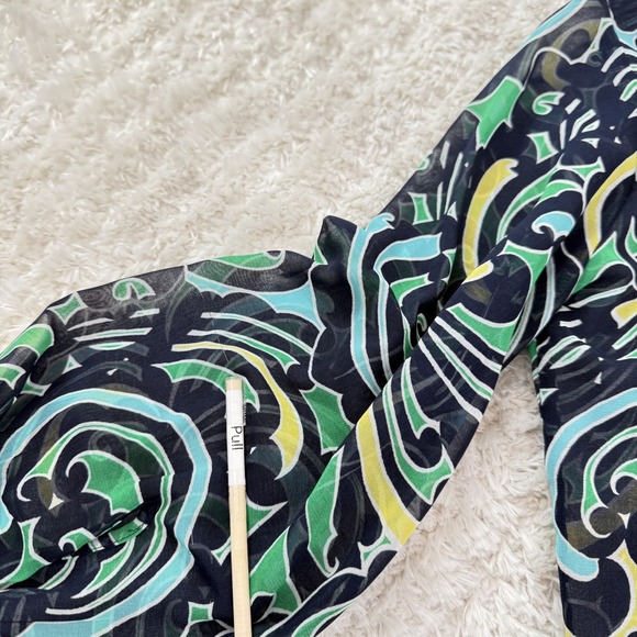 Banana Republic Blouse Womens Medium Swirl Print LS Boho Abstract Hippie Gypsy - Picture 7 of 11